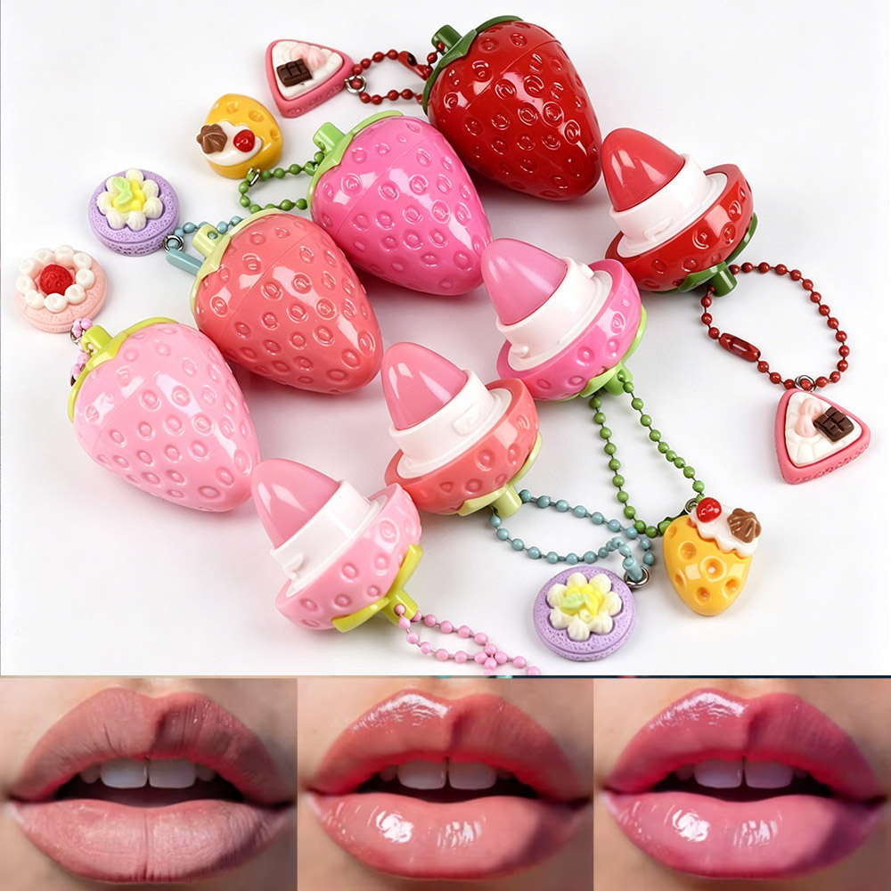 Lip Gloss Plumping - Pelembab Bibir Lucu Bentuk Stroberi Perbaikan