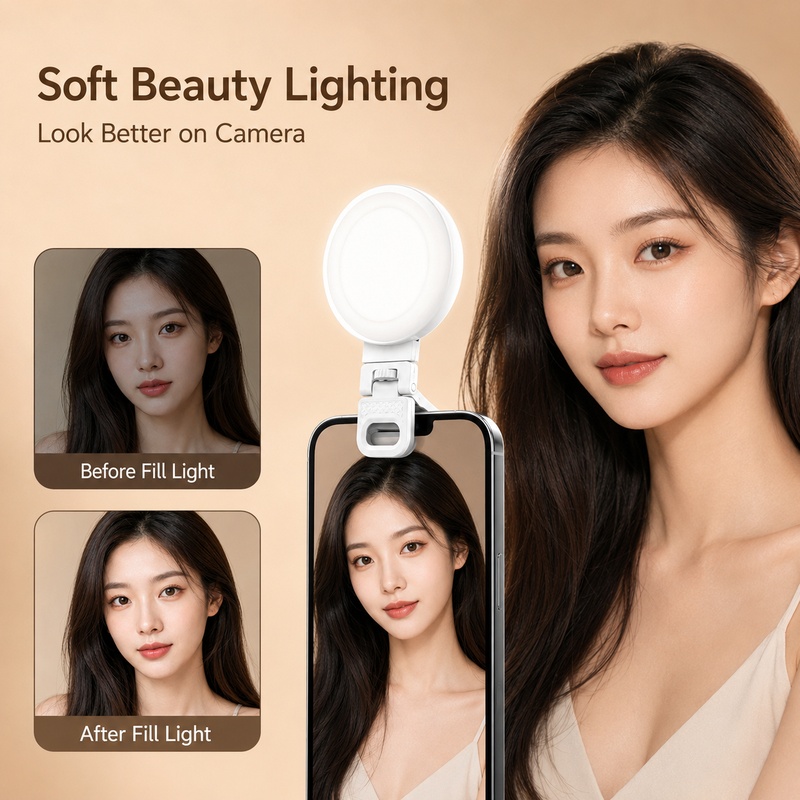 Beauty Makeup Video - Lampu Video Ponsel Portabel LED, Lampu