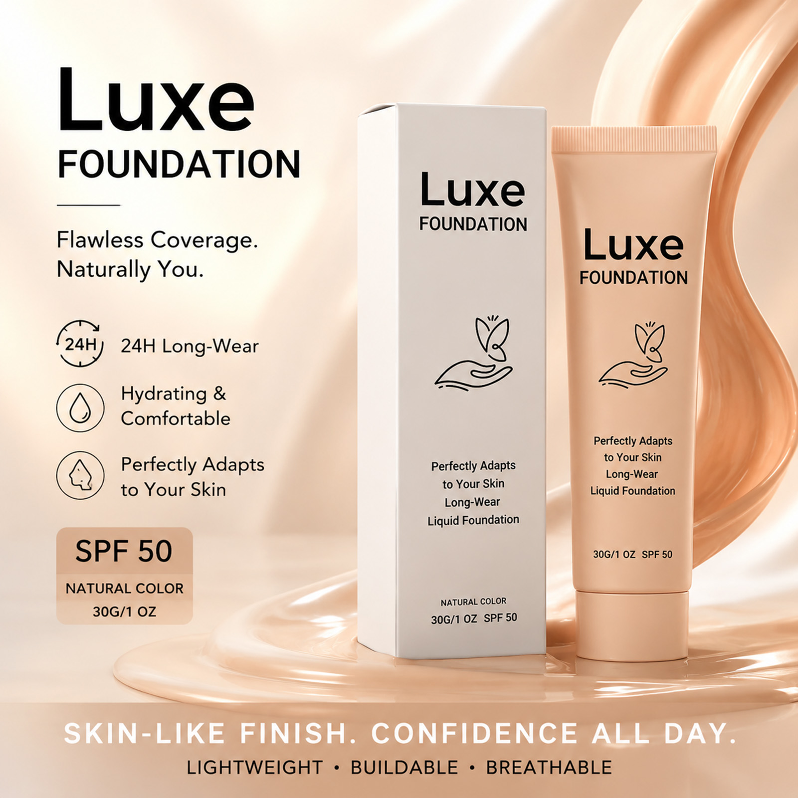 Beauty Makeup Foundation - Foundation Pengubah Warna SPF 50+ Tahan