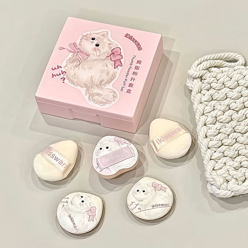 5 Buah Set Puff Jari Mini Lucu - Beauty Makeup Tools Set ulasan dan harga
